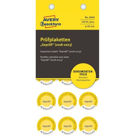 120x Prüfplaketten Geprüft 2018-2023 20mm Gelb Folie (1/4)