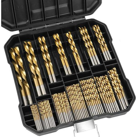 Spiralbohrer Set 99teilig Titan HSS 135 Grad 1,5-10 mm 99pcs Gold (1/5)