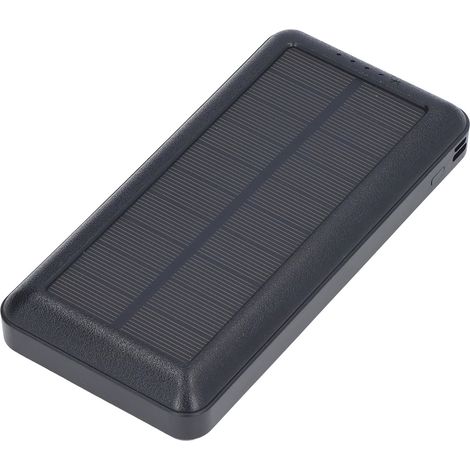 Batterie externe solaire 30 000 mAh avec 2 LED intégrées, idéale pour le camping et l'alpinisme (noir). (1/5)