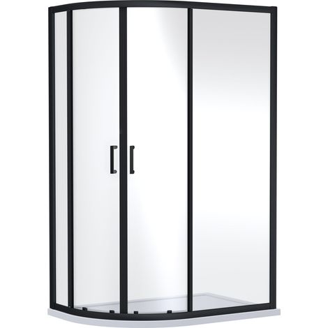 Almington 6mm Toughened Safety Glass Offset Quadrant Shower Enclosure - 1900 x 1200 x 800mm - Matt Black - Balterley (1/2)