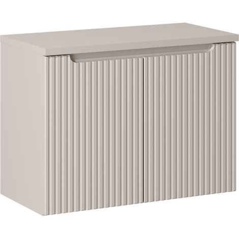 Meuble sous vasque suspendu 2 portes avec plan NOVA Taupe 80 cm-Taupe-Plateau Taupe-Largeur 80 cm (1/5)