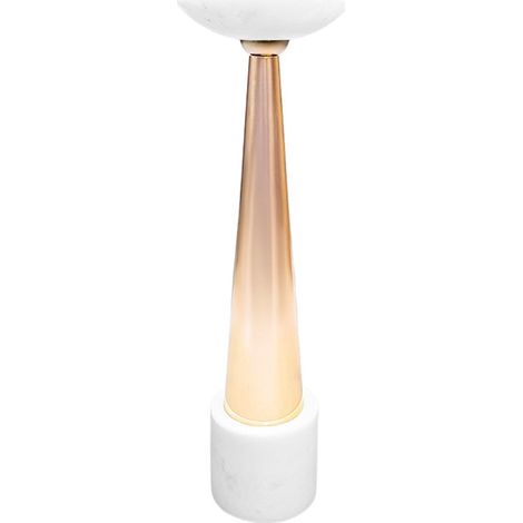 Bougeoir Chandelier Décoratif en Marbre Blanc et Métal Doré Rose Ovale 12 x 12 x 26 cm - PANGIVO (1/3)