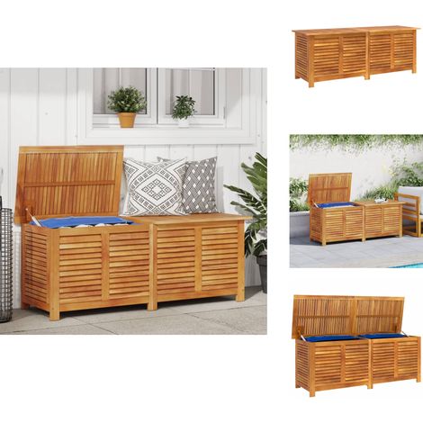 Boîte de rangement de jardin persiennes 150x50x56cm bois acacia - Coffre De Jardin - Rangement Extérieur - Meuble De Jardin - Bois D'acacia - Coffre De Rangement (1/5)