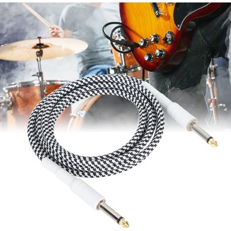 Câble Audio 6.35mm Stéréo Jack Mâle pour Guitare Basse Clavier Table de Mixage Enceinte - 1m Blanc (1/5)