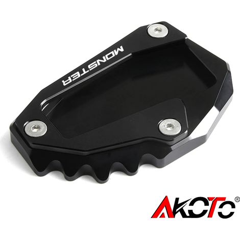 (Noir) Compatible avec Ducati Monster 696 795 797 821 1200 1200S 937 - Béquille latérale CNC - Extension de béquille - Plaque de support - Maxpower (1/4)