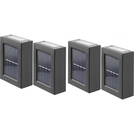 Applique Murale Solaire Extérieur Lot de 4, Lumière Blanche Chaude IP65 Étanche Sans Fil, Éclairage LED Jardin Clôture Cour Véranda, Installation Facile (1/5)