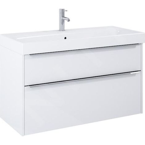 Jika Pure - Meuble avec lavabo, 100x54x42 cm, 2 tiroirs, blanc brillant H40B2364025002 (1/2)