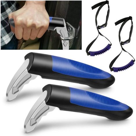 Set di 4 maniglie per auto per anziani, maniglia multifunzionale per auto, taglia cinture di sicurezza, maniglia portatile per auto, bracciolo blu + maniglia blu (1/5)