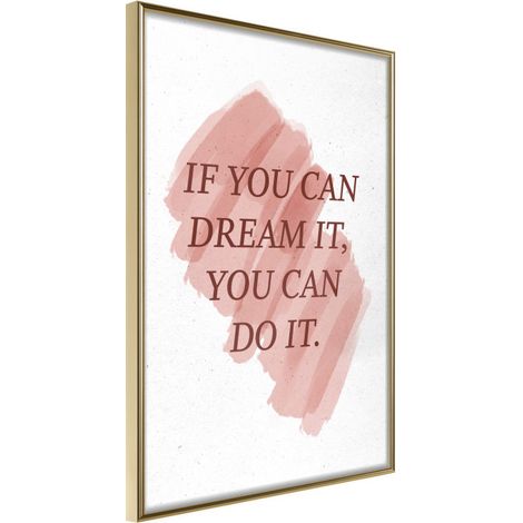 Affiche Murale Encadrée "Dreams Lead to Success" 30 x 42 cm Or