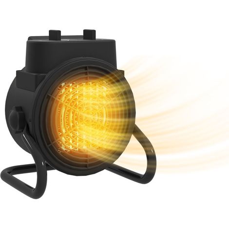 Calefactor con ventilador, 3 modos de funcionamiento, termostato regulable, asa, protección contra sobrecalentamiento, 21,5 x 15,8 x 22 cm, negro. (1/4)