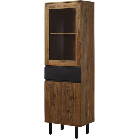Vitrine Sheesham 60x40x190 natur unbehandelt LICHTENBERG 105