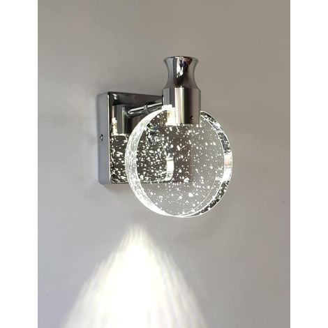 Galozzoit – Applique murale en cristal argent – Style nordique – Abat-jour transparent – Matériau aluminium anti-rouille – Pour chambre et salon (1/5)