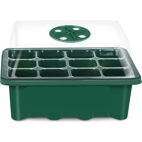 Mini serre à plantes, ensemble de 6 pièces, 72 compartiments, plateaux de semis d'intérieur avec couvercles et aérations durables. (1/5)