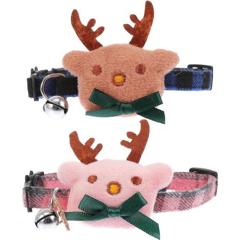 Collar de algodón ajustable para mascotas, collar navideño para perros, 2 unidades. (1/5)