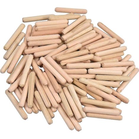 100er-Packung gerillte Holzdübel, konische Holzdübel, Birkenholzdübel mit Köperbindung, 6 mm x 40 mm
