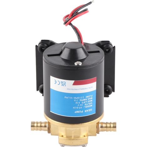 Pompe à palettes 24 V, auto-amorçante, pour liquides, à engrenages et turbine, débit 2 GPM, hauteur de refoulement 3 mètres. (1/5)