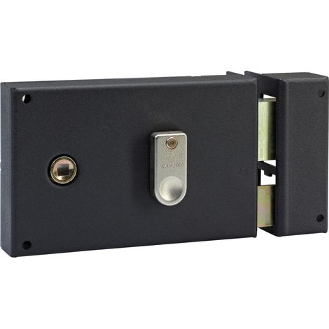 Serrure en applique horizontale à fouillot Droite, Porte d'Entrée, Porte intérieure - 67486/SC D - Sûreté à gorge, Axe à 55 mm, Utilisation avec poignée carré de 6 mm, 2 Clés fournies, Marron (1/5)