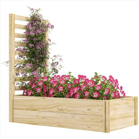 Porte-plantes Jardinière en bois avec treillis 115 x 60 x 110 cm (1/5)