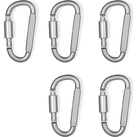 Lot de 5 mousquetons en aluminium avec anneau en D, robustes, durables et légers, parfaits pour le camping en plein air. (1/5)