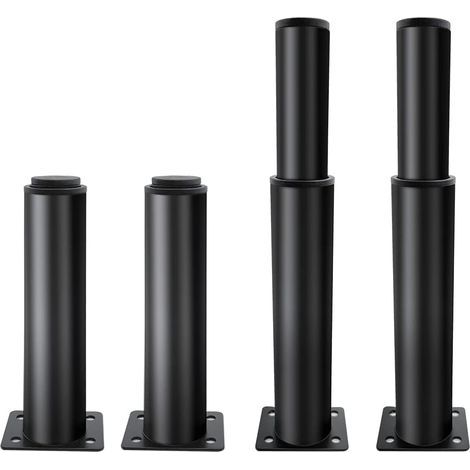 4 Piedi Regolabili per Mobili, Piedini Regolabili per Armadi da Cucina come Parti di Ricambio, Piedi per Armadi con Viti, Nero/18cm (1/5)