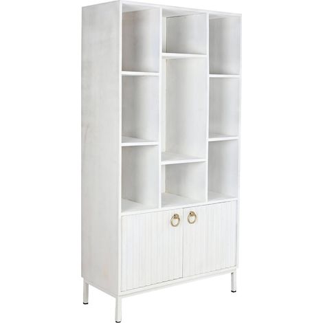 Etagère élégante blanc métal et mango pour déco moderne - Blanc métallisé effet mango (1/5)