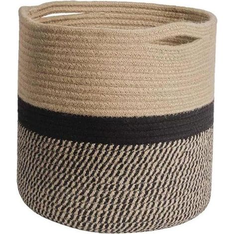 Panier tissé Pot de Fleurs Corde de Coton Plante Panier de Rangement Organisateur avec poignées pour Planter des Articles Divers (1/4)