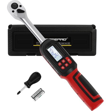Cle dynamometrique numerique 3/8", clé dynamométrique électronique 3-60 Nm ± 2% Précision de couple double direction, mémoire préréglée, notification de flash LED pour vélo,voiture,moto (1/5)