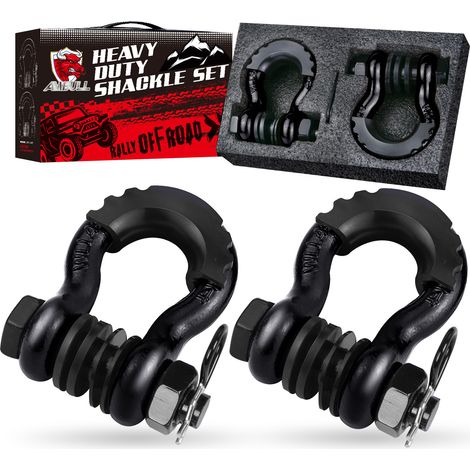3/4 Zoll D-Schäkel (2er-Pack), Bruchfestigkeit 20T, mit 7/8 Zoll Bolzen, geeignet für Anhängergurte, Winden, Geländewagen usw. (1/5)