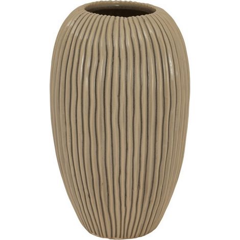 Pallida Collection Large Striped Vase - Ceramic - L19 x W19 x H33 cm - Brown
