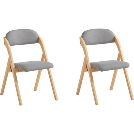 SoBuy Esszimmerstuhl Set von 2 Klappstühle aus Holz gepolstert ergonomisch - Kompakter Küchen- und Bürostuhl für Esszimmer oder Wohnzimmer, für kleine Räume Hellgrau FST92-Nx2