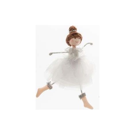 ARPIMEX Ballerina Natale Stoffa 17 Cm Bianco