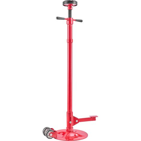 Support de levage sous pont, capacité 0,75 t, chandelle roulante à 2 roues, hauteur réglable 1320 à 2032 mm, poignée rotative sur roulement, pédale, base stable, maintien d’éléments de véhicule (1/5)