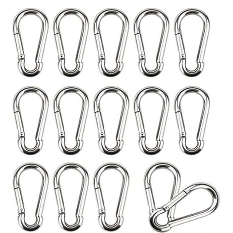 16 Pièces Mousquetons M4 Mousqueton INOX 304 Petit Mousqueton Boucle à Ressort Convient pour Suspendre Crochet Fixe 40 x 4 mm