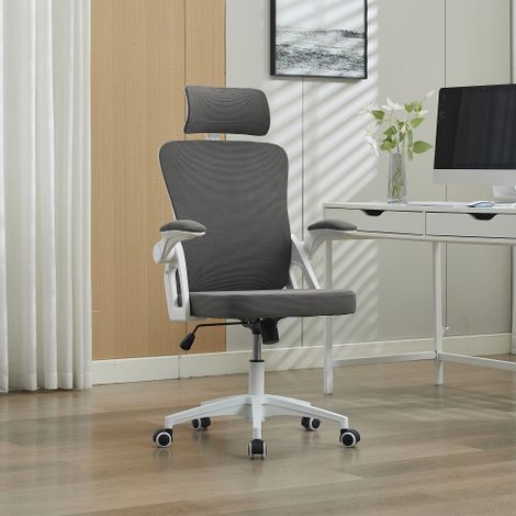 Sedia da ufficio ergonomica in rete con supporto lombare e poggiatesta regolabili – sedia direzionale con schienale alto per casa/ufficio (1/5)