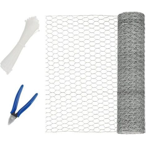 40cm x 10m Galvanized Hexagonal Wire Mesh with 100 Cable Ties and 1 Wire Cutter, Hexagonal Wire Mesh for Crafts, Garden Projects, Decorating (1/4)