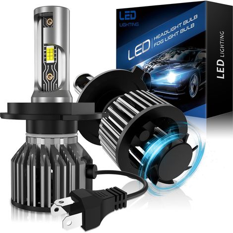 Ampoule H4 LED pour Voiture, 120W, 30000lm, 6500K Blanc 12V Ampoule LED pour Voiture, Kit de Conversion Feux de Route/Feux de Croisement pour Voiture, 2 Set (1/5)