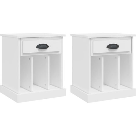 Set di 2 comodini con cassetto e 3 scomparti 43 x 36 x 50 cm legno composito bianco DEC034967
