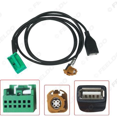 Compatible avec le faisceau de câblage MMI 3G AMI embarqué des Audi Q5, A6L, A4L, Q7, A5 et S5 pour les câbles audio USB multimédias.