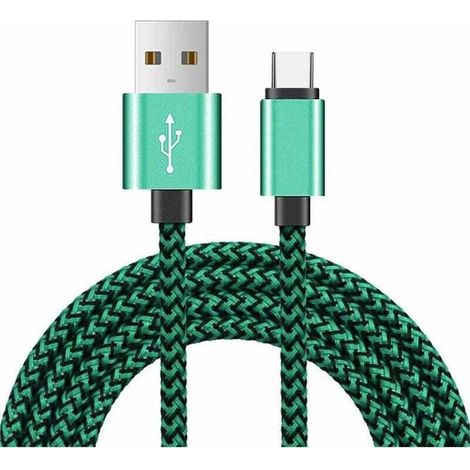 Vert Cable Phone Chargeur Phone[2M] Nylon Tressé Câble USB Charge Rapide Câble Phone pour Phone Type - cordon de chargement de 2 mètres (1/4)