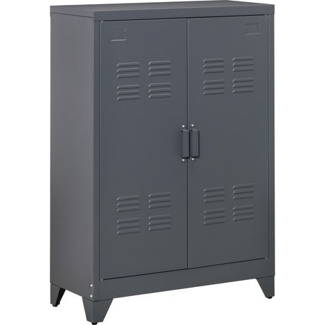 Armadietto Metallico Multiluso 75x33x110 cm 2 Ante Grigio (1/5)
