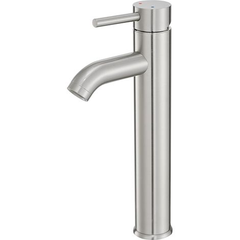 Robinet de lavabo vasque VOTON chromé, moderne, haut, et poignant d'une originalité et d'une décontraction, pour salle de bain ou meuble-lavabo de camping-car. (1/5)
