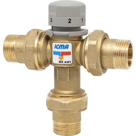 MISCELATORE TERMOSTATICO ANTISCOTTATURA PER IMPIANTI DI PRODUZIONE DI ACQUA CALDA AD USO IGIENICO SA - 3/4 - ATTACCHI CON BOCCHETTONE  - ICM