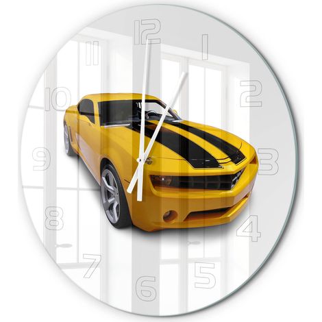 Horloge Murale Ronde Mécanisme Silencieux Verre Trempé Salon Chambre Bureau Voiture de sport fi 60 cm (1/5)