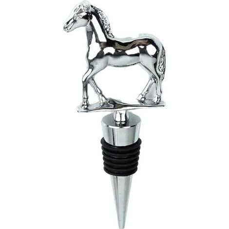 Bouchon de bouteille de vin sous vide en forme de cheval, idéal pour un bar, une cuisine ou une fête, argenté. (1/3)