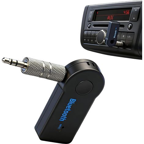 Adaptateur Bluetooth auxiliaire pour voiture, prise jack 3,5 mm, récepteur Bluetooth auxiliaire avec microphone intégré et batterie de 55 mAh pour système stéréo autoradio (1 pièce) (1/5)