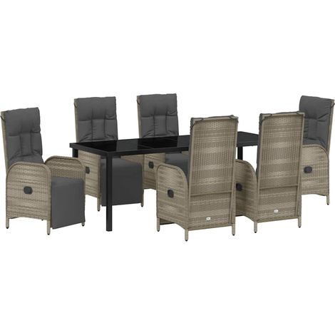 Maison Exclusive - Set da Pranzo per Giardino con cuscino 7 pcs Grigio polyrattan