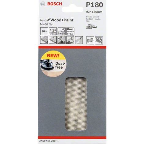 Abrasif maillé Bosch M480 93x186 mm P180 10 unités (1/4)