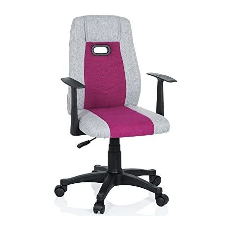 Chaise bureau pour enfants KIDDY EXTRA avec accoudoirs gris / rose hjh OFFICE