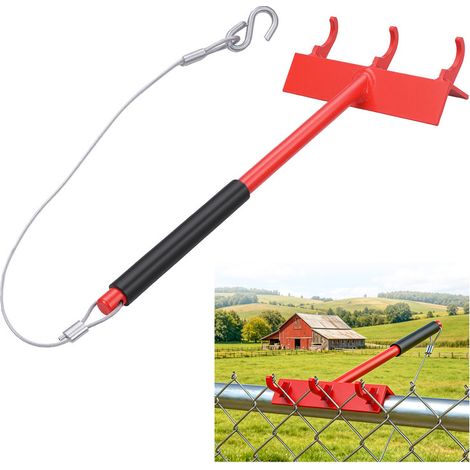 Tendeur de clôture robuste - Outils de tension de clôture - Crochets pour câbles en acier - poignées antidérapantes - Pour installation de clôtures agricoles - 41×17×5cm - rouge - WILITTO (1/5)