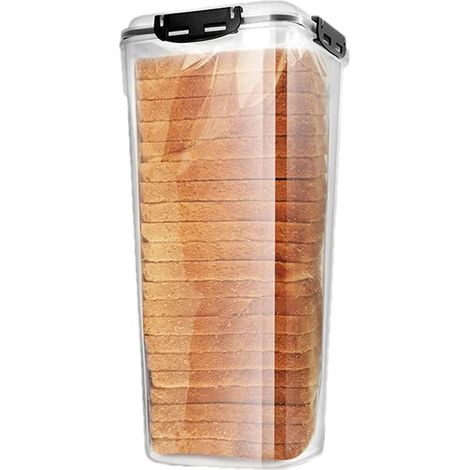 Boîte de conservation pour pain, récipient hermétique pour toast, boîte à pain transparente, conteneur de rangement pour sandwich et pain de mie, stockage alimentaire frais, pour cuisine et table. (1/5)